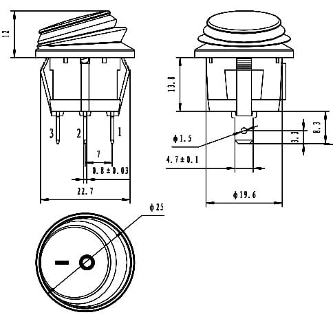 Миниатюра: Схема SB040-12V BLUE IP65 on-off ф20.2mm