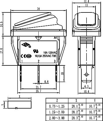 Миниатюра: Схема SB068-12V IP65 on-off 10.5x28.5mm