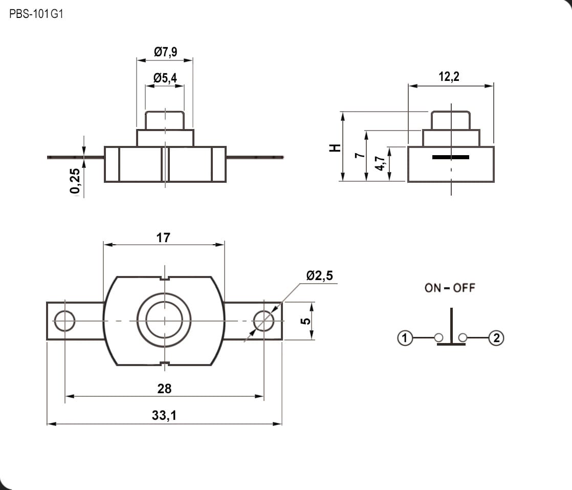 Миниатюра: Схема PBS-101G1 1.5A 250V ON-OFF