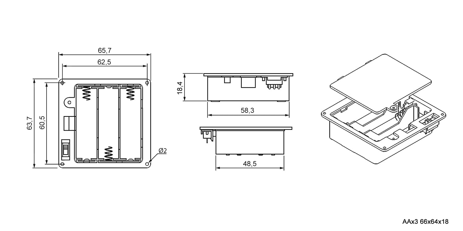 Миниатюра: Схема AA*3 switch 66*64*18mm