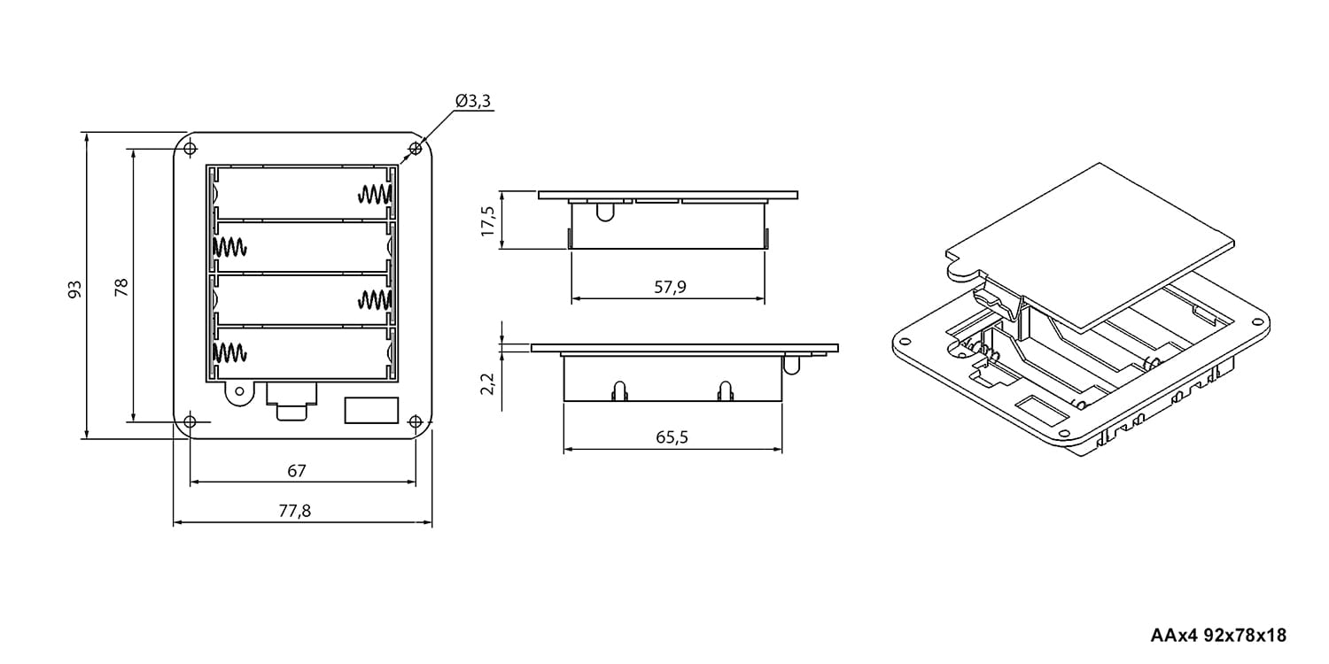 Миниатюра: Схема AA*4 switch 92*78*18mm