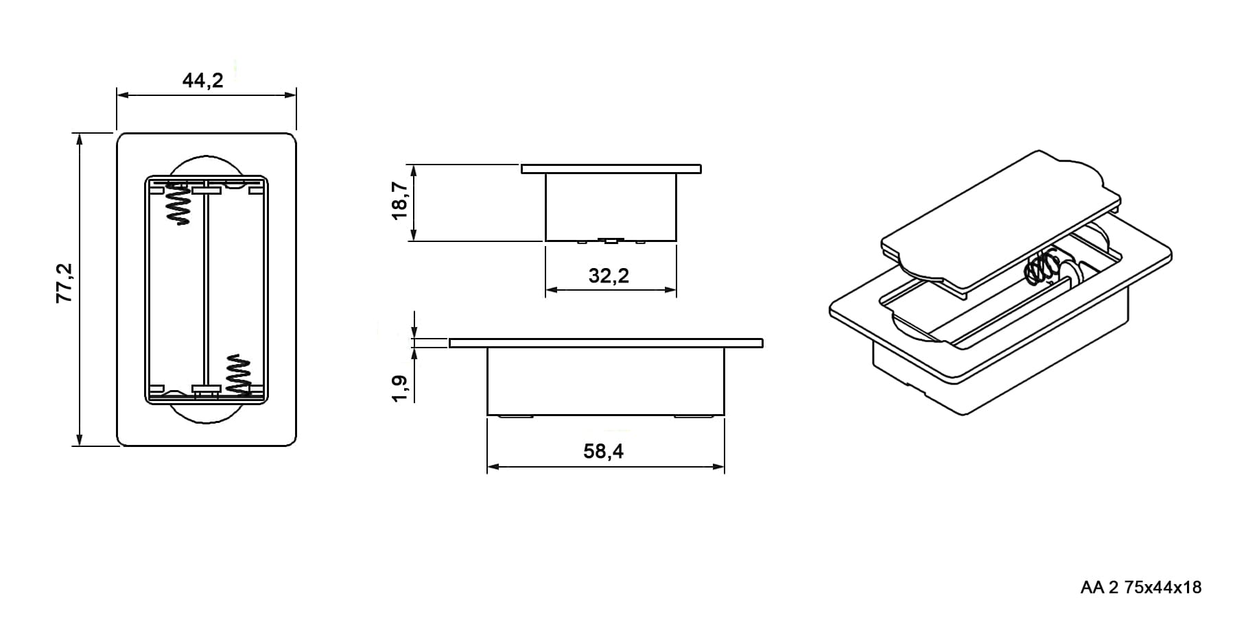 Миниатюра: Схема AA*2 75*44*18mm
