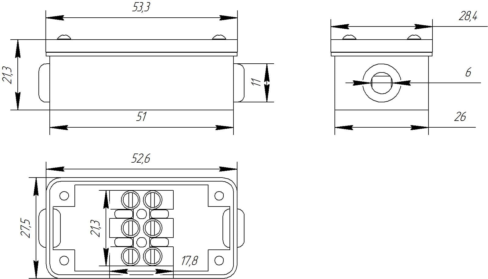 Миниатюра: Схема BOX-2 IP44 2pin CA8 6A/450V