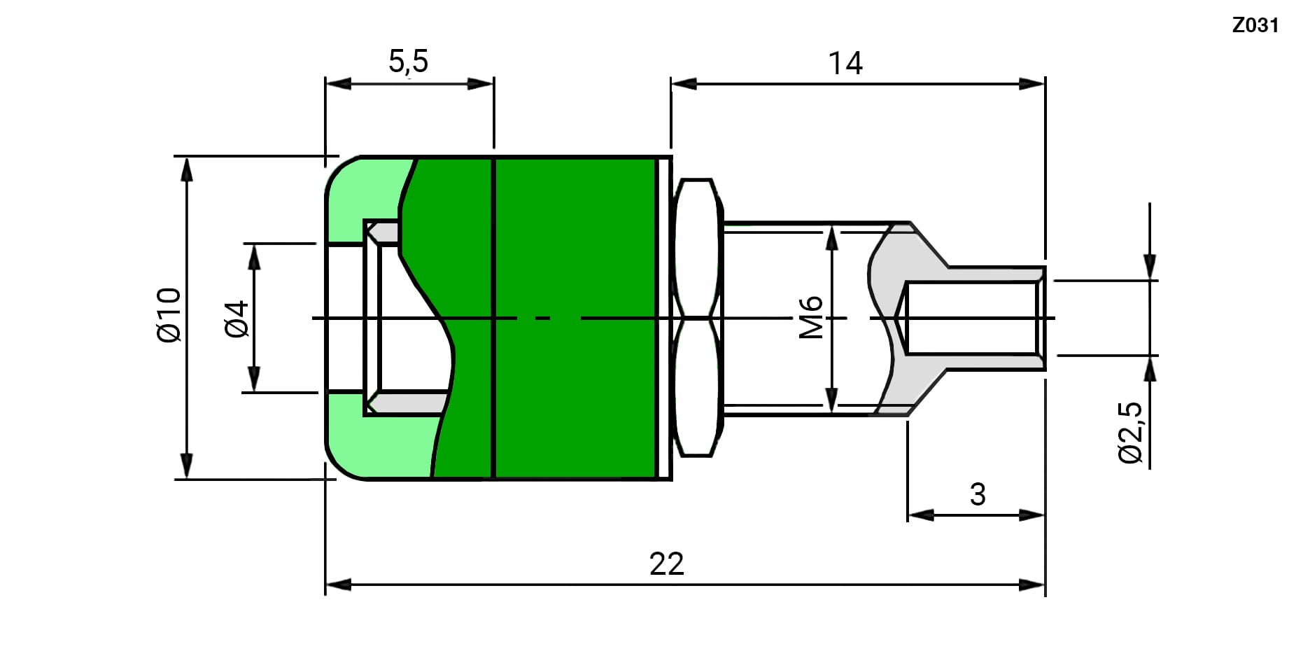 Миниатюра: Схема Z031 4mm Socket GREEN