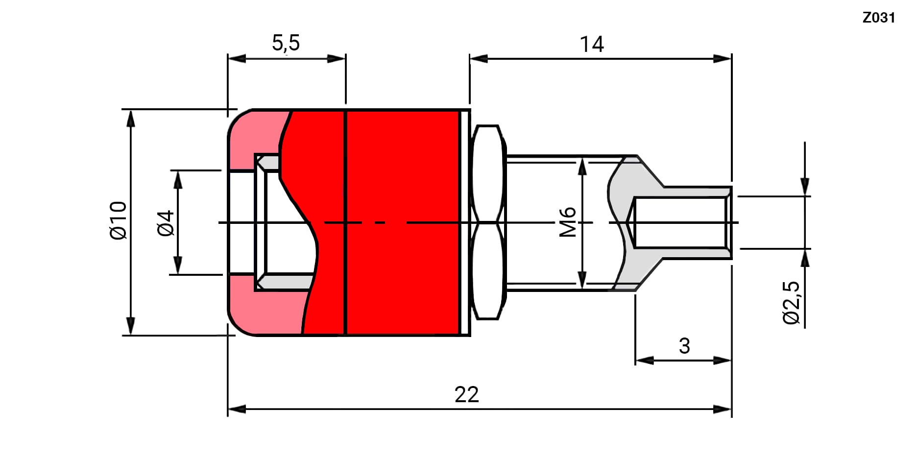 Миниатюра: Схема Z031 4mm Socket RED