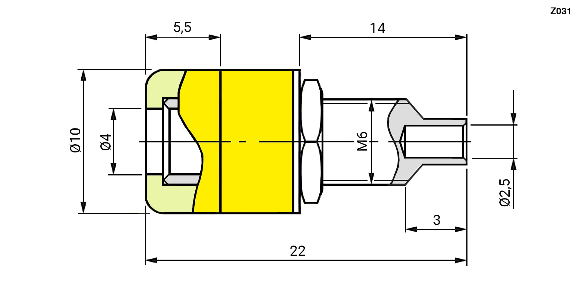 Миниатюра: Схема Z031 4mm Socket YELLOW