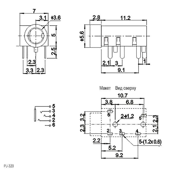 Миниатюра: Схема TJ-320 3.5mm PCB Jack
