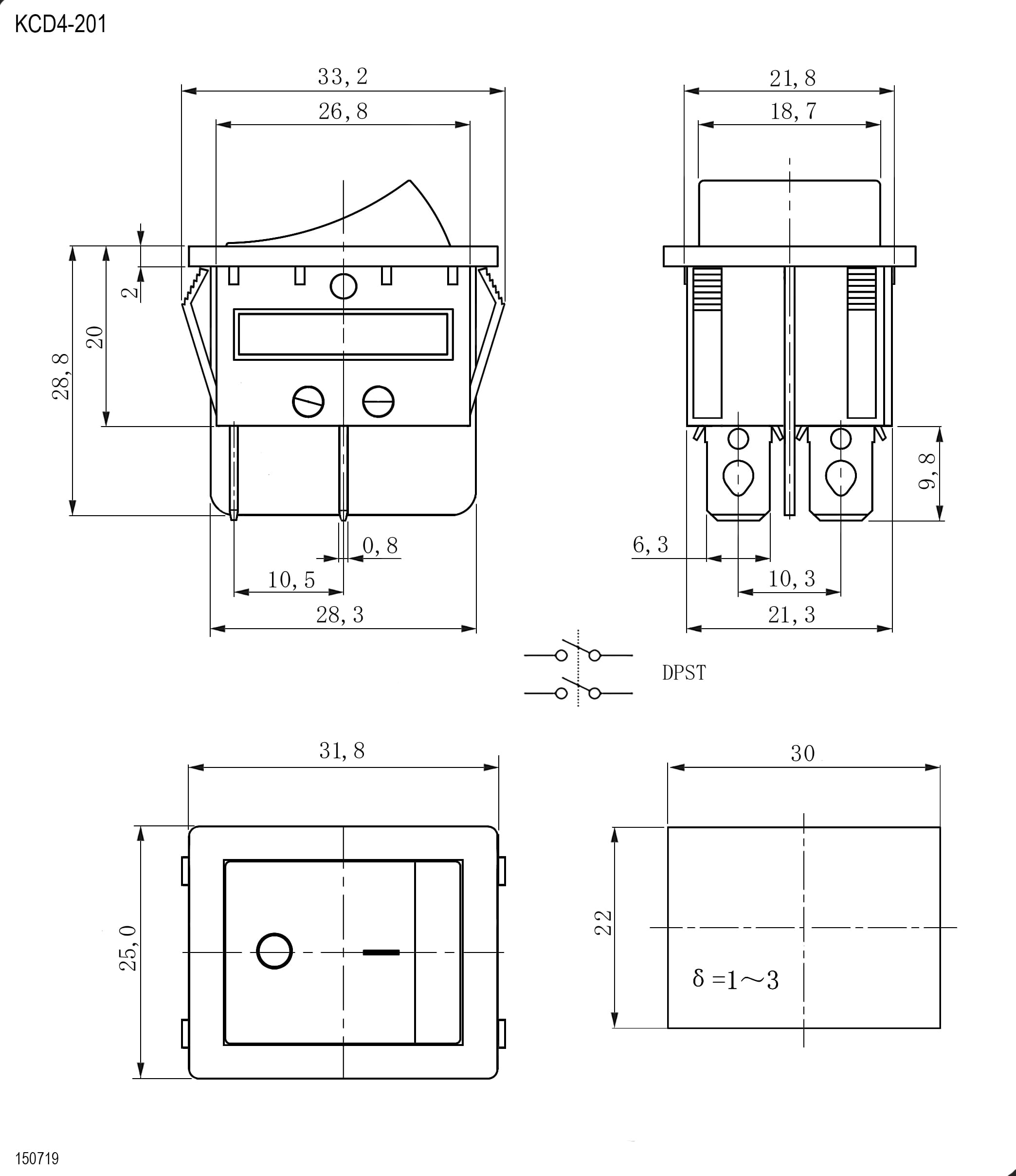Миниатюра: Схема KCD4-201N-C3-R/4P on-off 2
