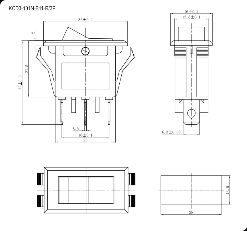 Миниатюра: Схема KCD3-101N-B11-R/3P on-off 3