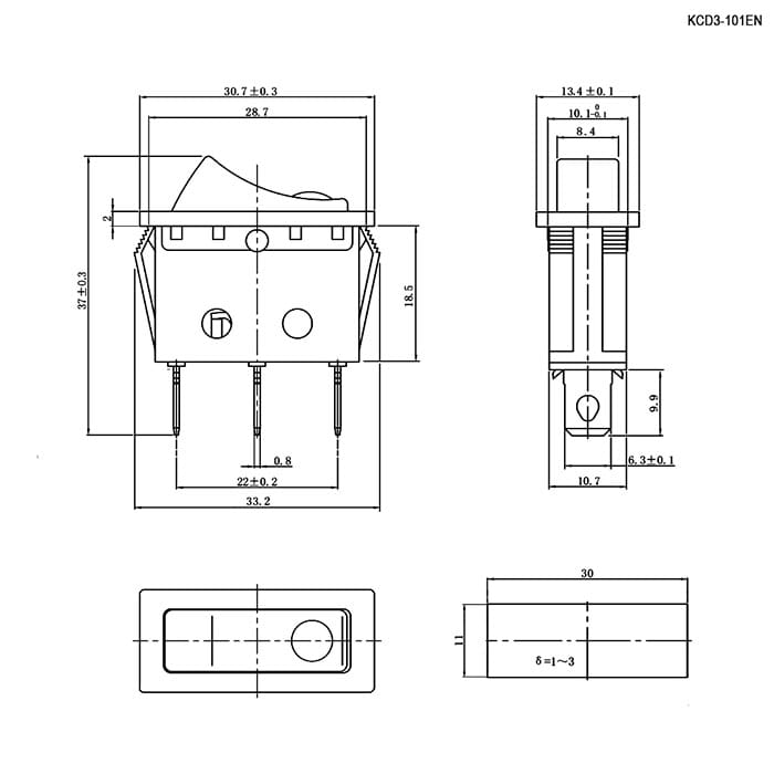Миниатюра: Схема KCD3-101EN-B/3P on-off