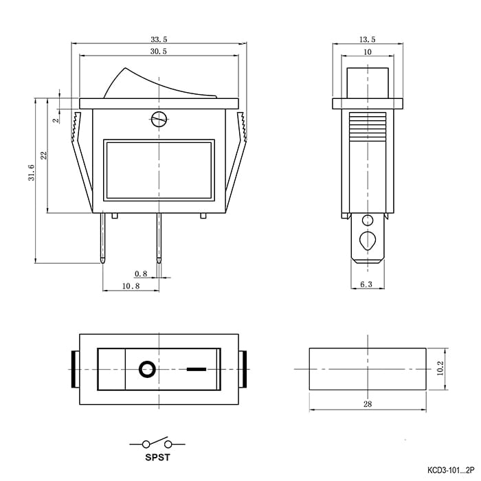 Миниатюра: Схема KCD3-101-C3-B/2P on-off