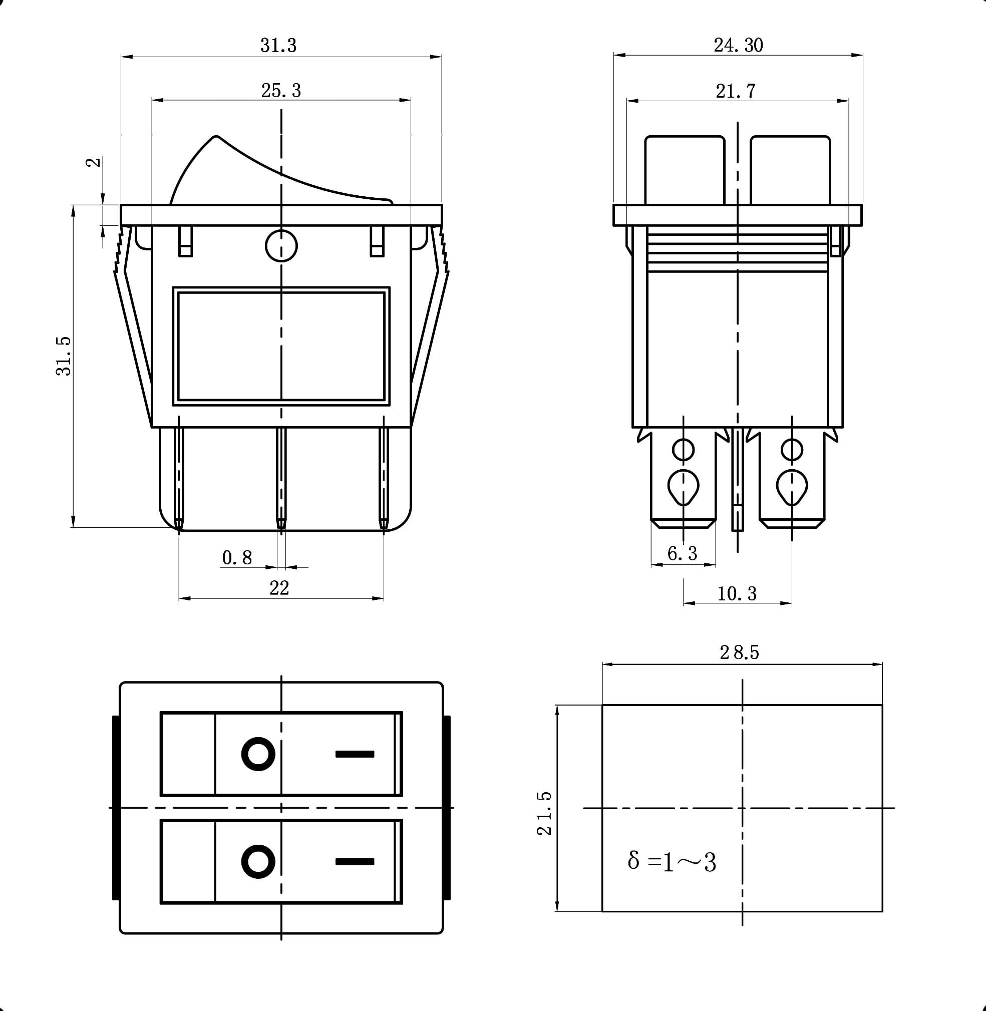Миниатюра: Схема KCD4-2101N-C3-R/6P on-off 2