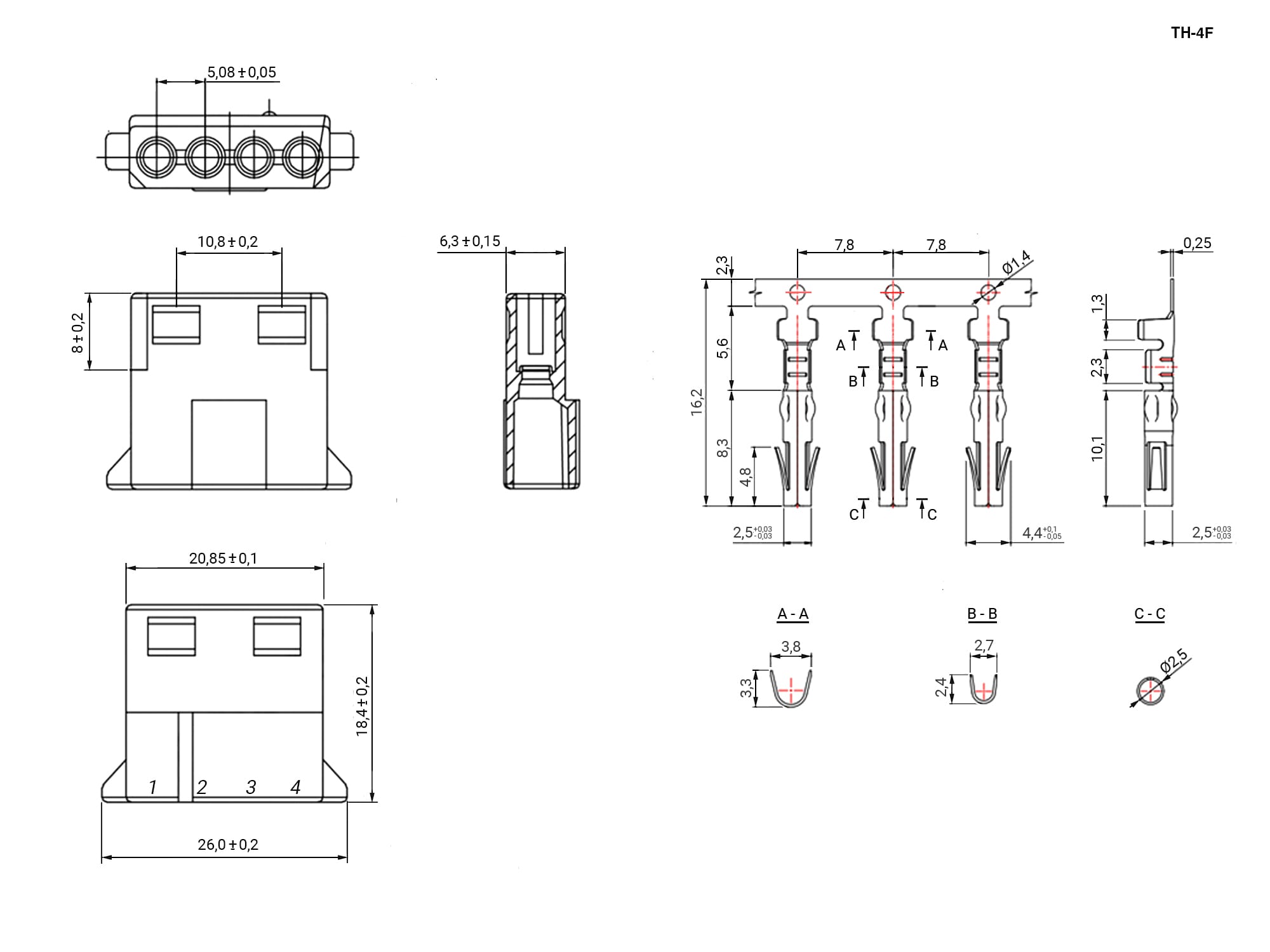 Миниатюра: Схема TH-4F pitch 5.08 mm + terminals