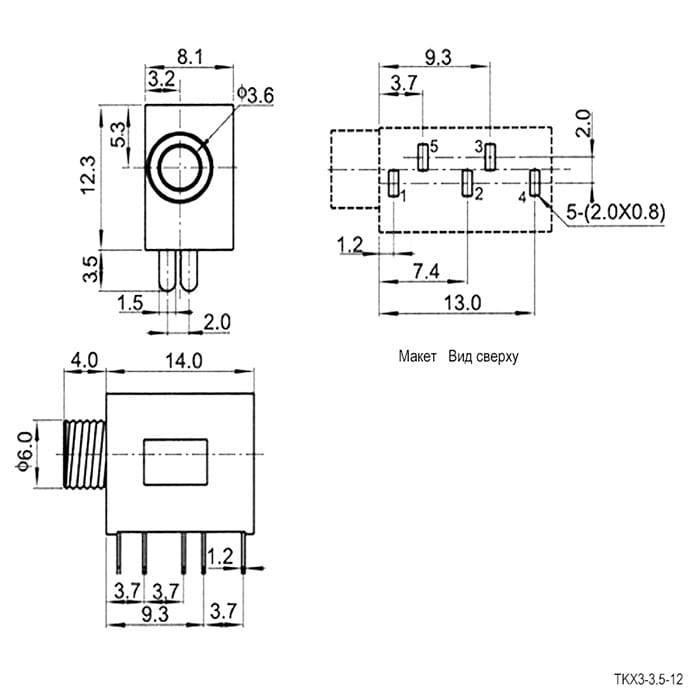Миниатюра: Схема TKX3-3.5-12 PCB jack