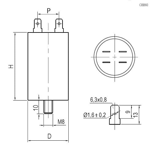 Миниатюра: Схема CBB60 20uF 450V SCREW (SAIFU)