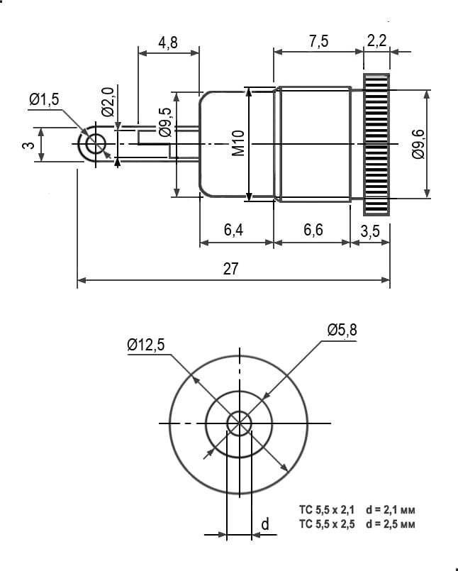 Миниатюра: Схема TC 5.5x2.5mm metal
