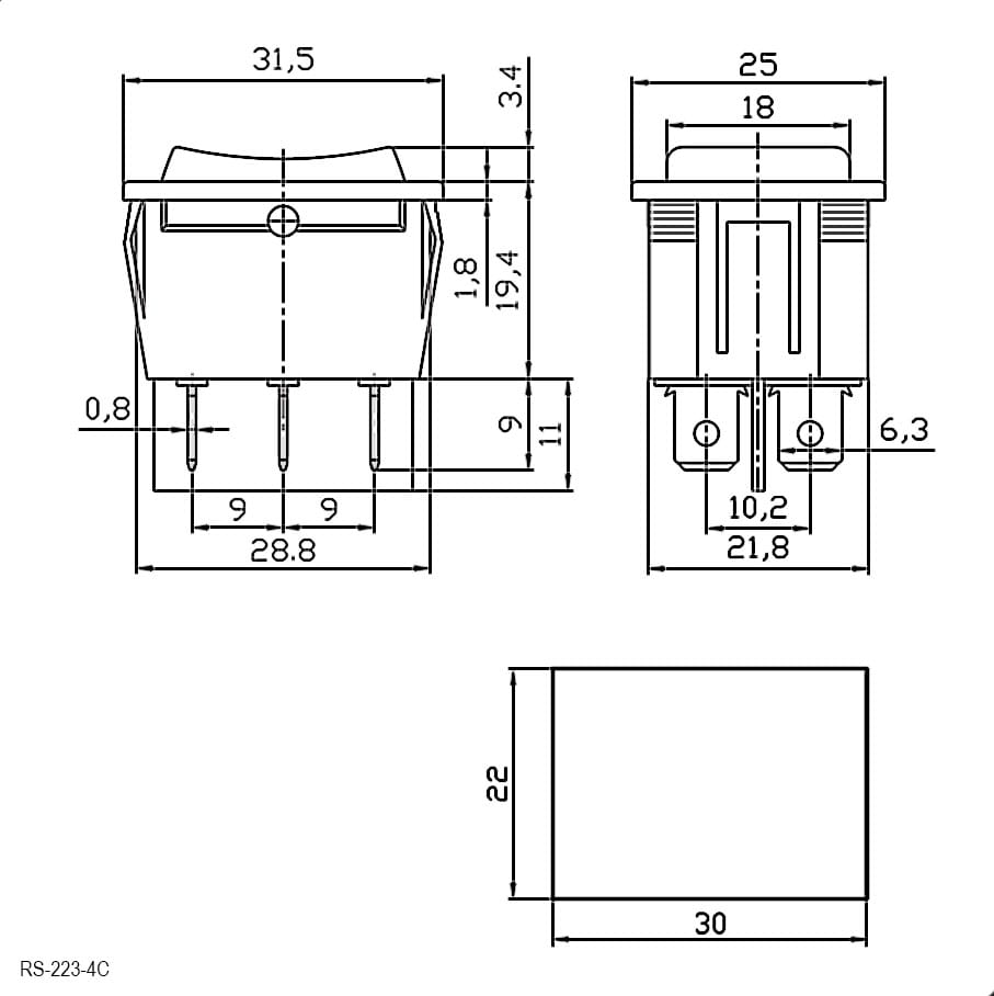 Миниатюра: Схема RS-223-4C (ON)-OFF-(ON)