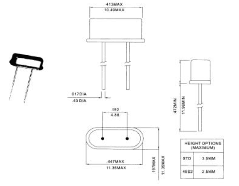 Миниатюра: Схема HC49S-3.579545MHZ-20PF CALTRON