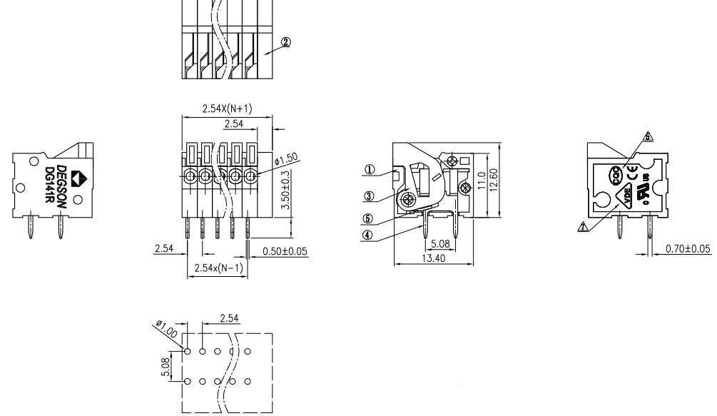 Миниатюра: Схема DG141R-2.54-02P-14-00Z(H)