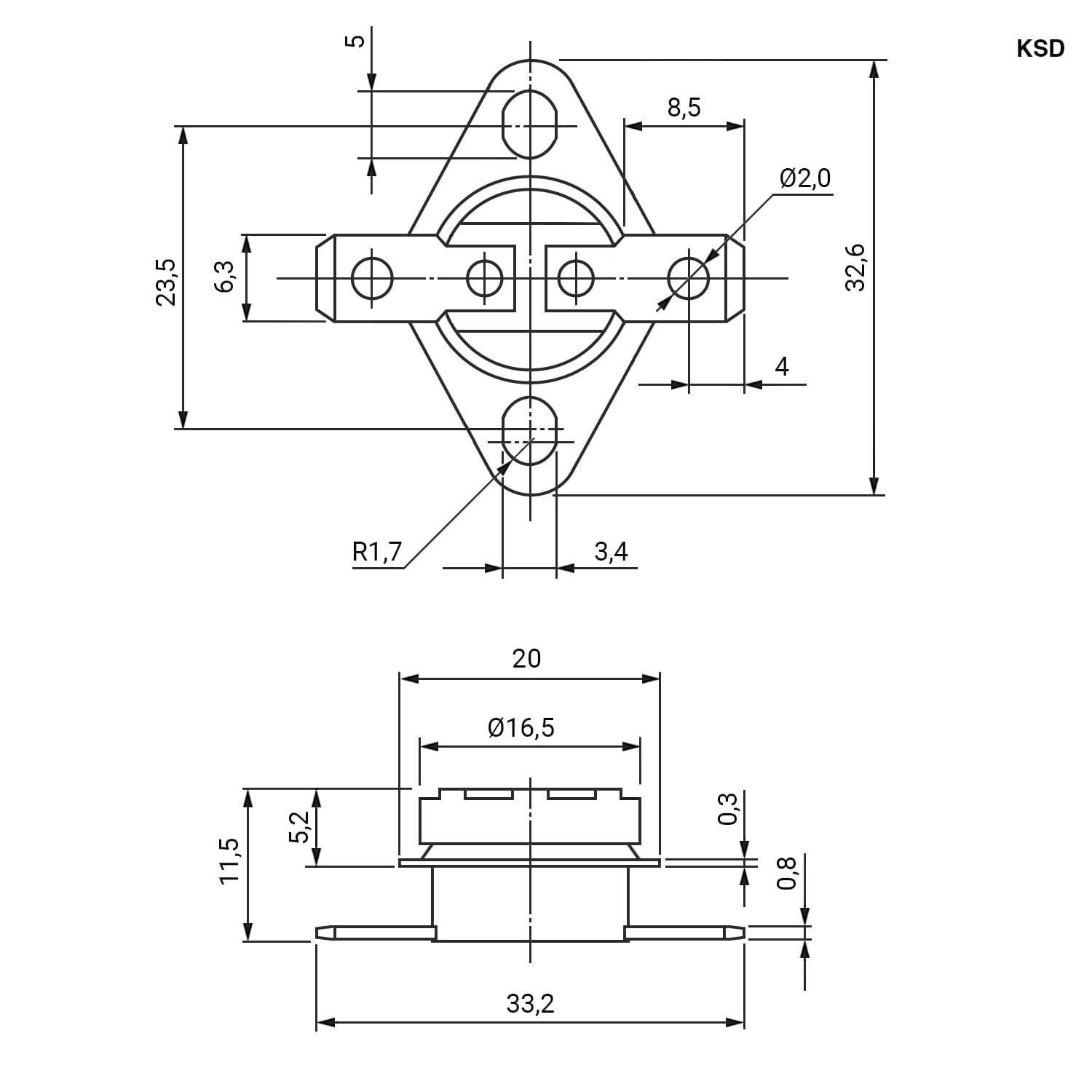 Миниатюра: Схема KSD301 70*C 16A NC