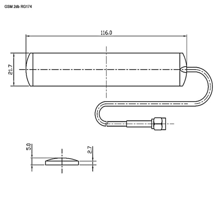 Миниатюра: Схема GSM 2db RG174 3m SMA-P white