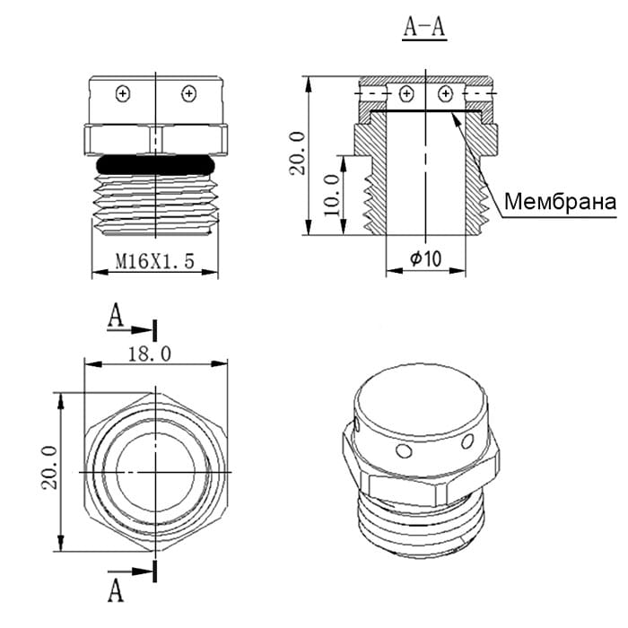 Миниатюра: Схема M16X1.5 Brass Ni