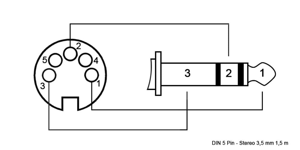Миниатюра: Схема DIN 5 Pin - Stereo 3,5 mm G1,5 m
