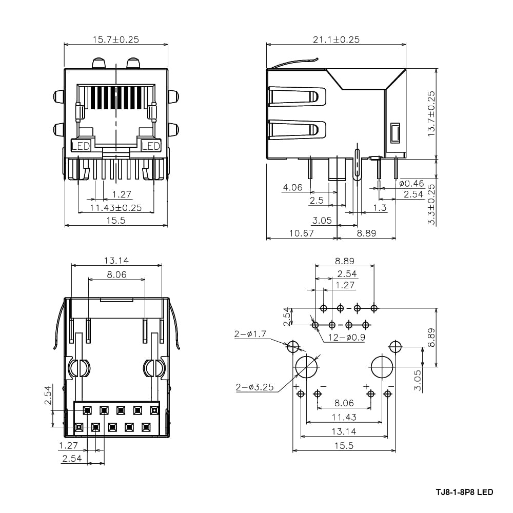 Миниатюра: Схема TJ8-1-8P8 LED