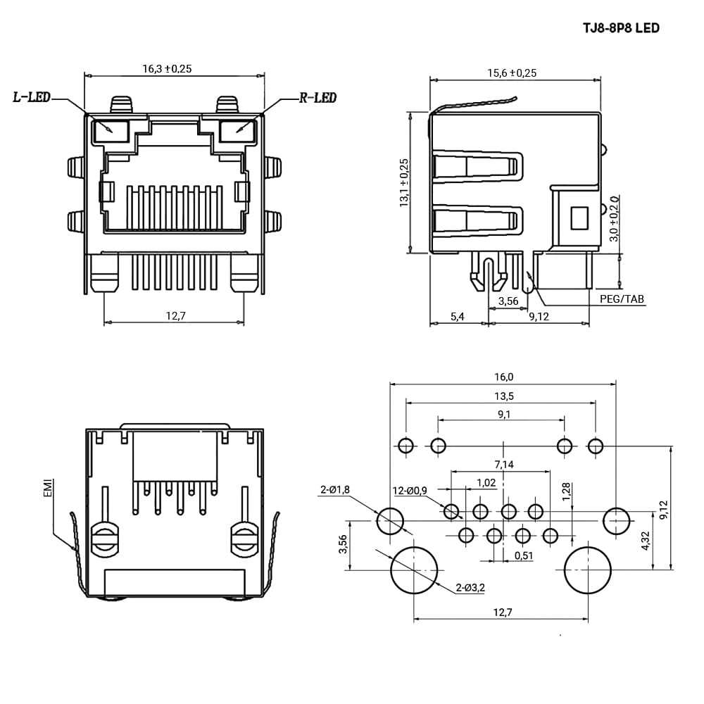 Миниатюра: Схема TJ8-8P8 LED