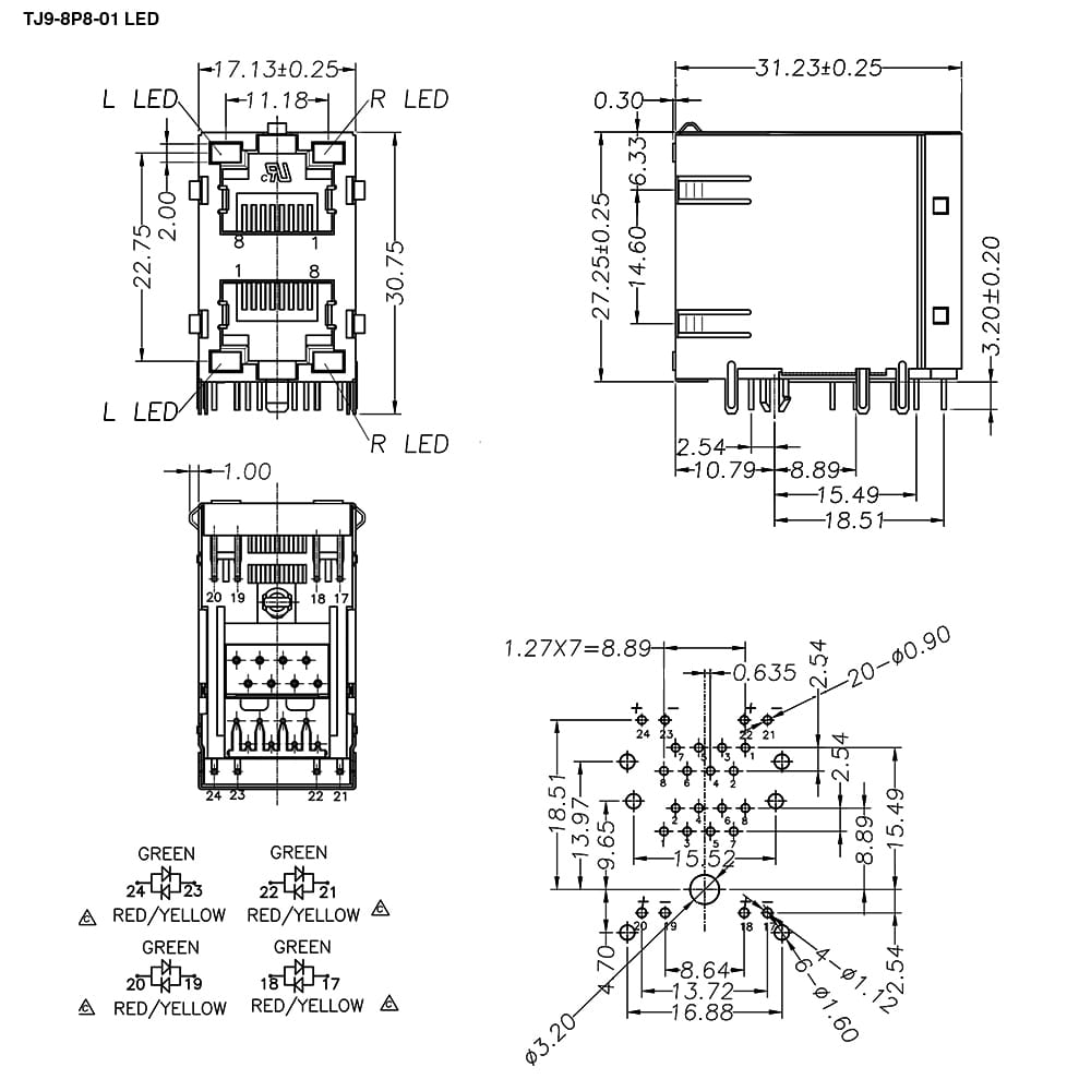 Миниатюра: Схема TJ9-8P8-01 LED