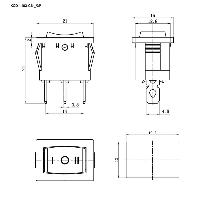 Миниатюра: Схема KCD1-103-C6-R/3P on-off-on