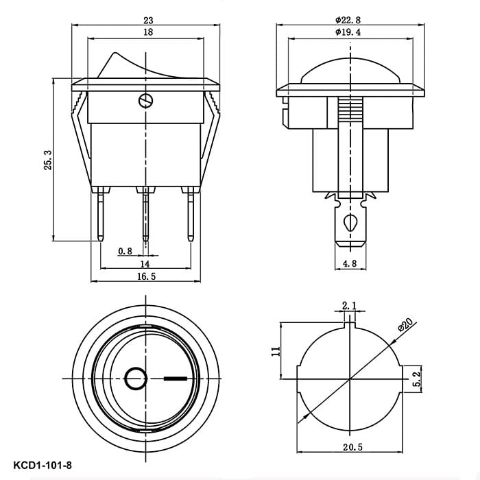 Миниатюра: Схема KCD1-101N-C3-BL/3P on-off