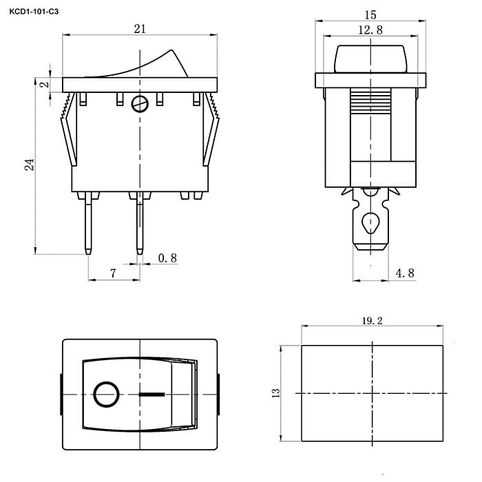 Миниатюра: Схема KCD1-101-C3-GR/2P on-off