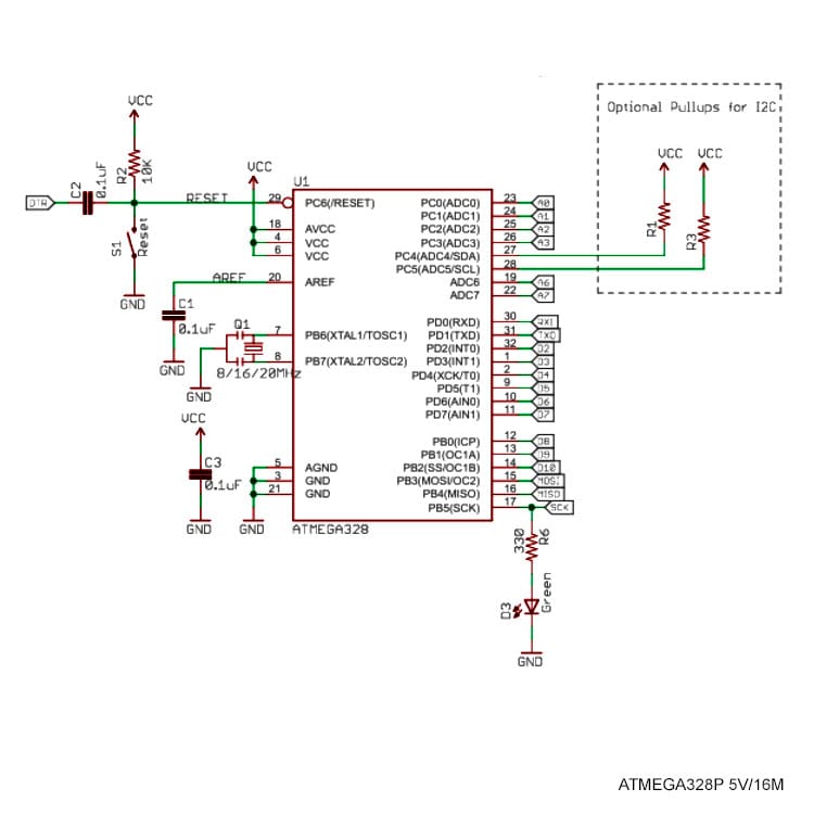 Миниатюра: Схема ATMEGA328P 5V/16M