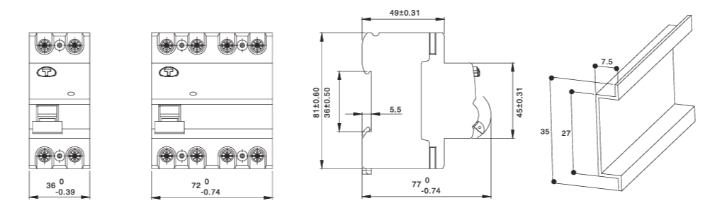 Миниатюра: Схема ADB1L-63 2P 50A 100mA тип AC 6kA