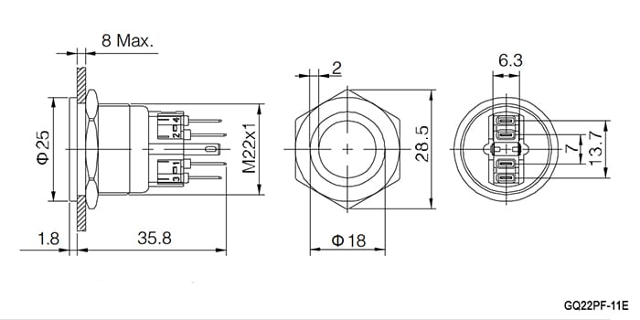 Миниатюра: Схема GQ22PF-11E/G/N on-(off)+off-(on)