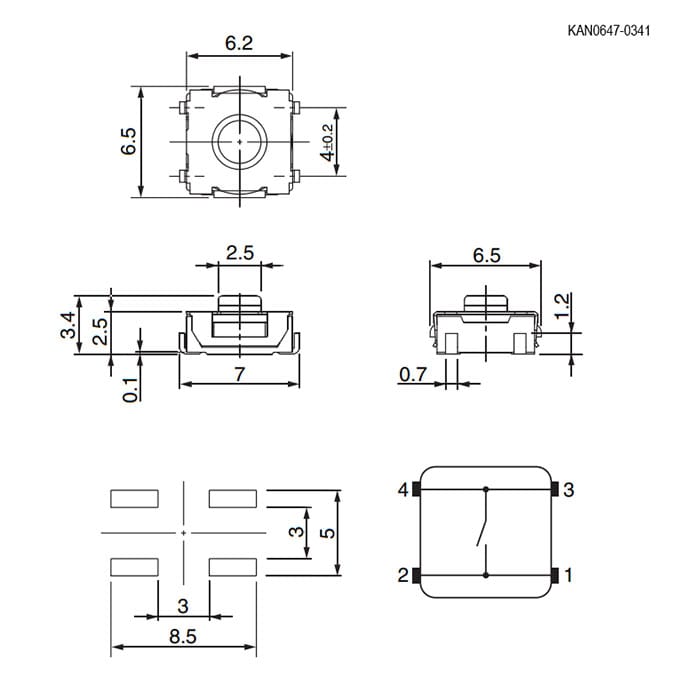 Миниатюра: Схема KAN0647-0341W 6.5x6.2x2.5 mm