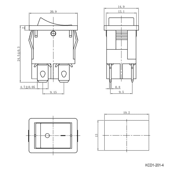 Миниатюра: Схема KCD1-201N-4-C3-BL/4P on-off