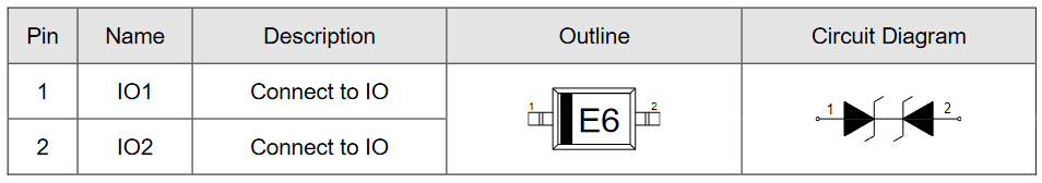 Миниатюра: Схема PESD5V0S1BA (Elecsuper) 1
