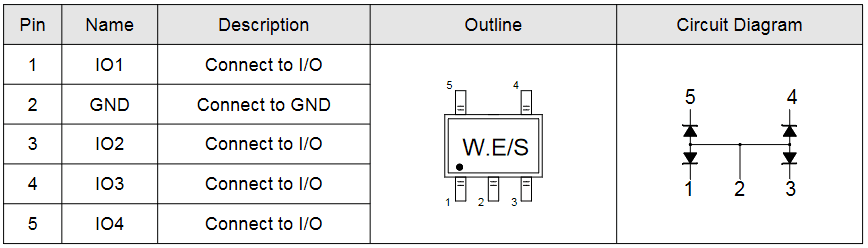 Миниатюра: Схема ESDA6V1W5 (Elecsuper) 1