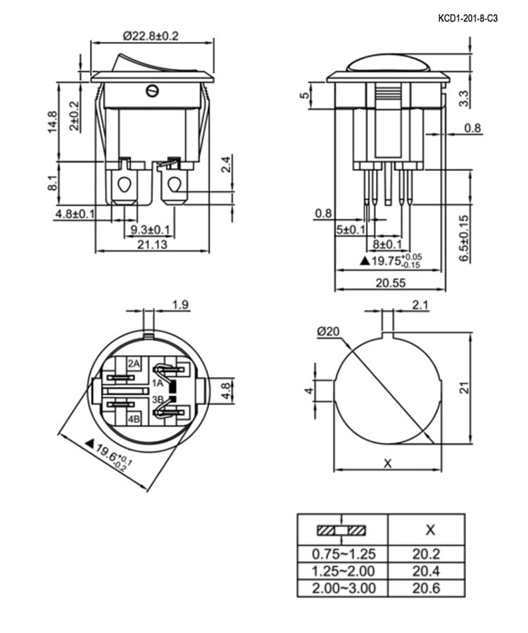 Миниатюра: Схема KCD1-201-8-C3-B/4P on-off
