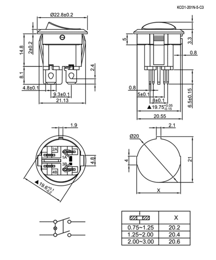 Миниатюра: Схема KCD1-201N-5-C3-R/4P on-off