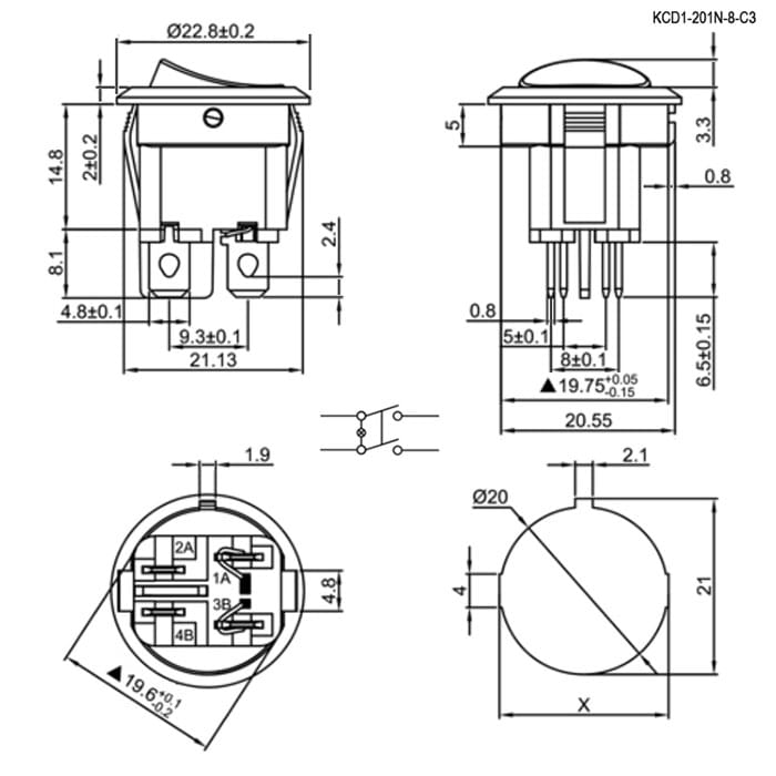 Миниатюра: Схема KCD1-201N-8-C3-R/4P on-off 1