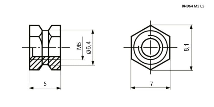 Миниатюра: Схема закладная с отв. BN964 M5 L=5