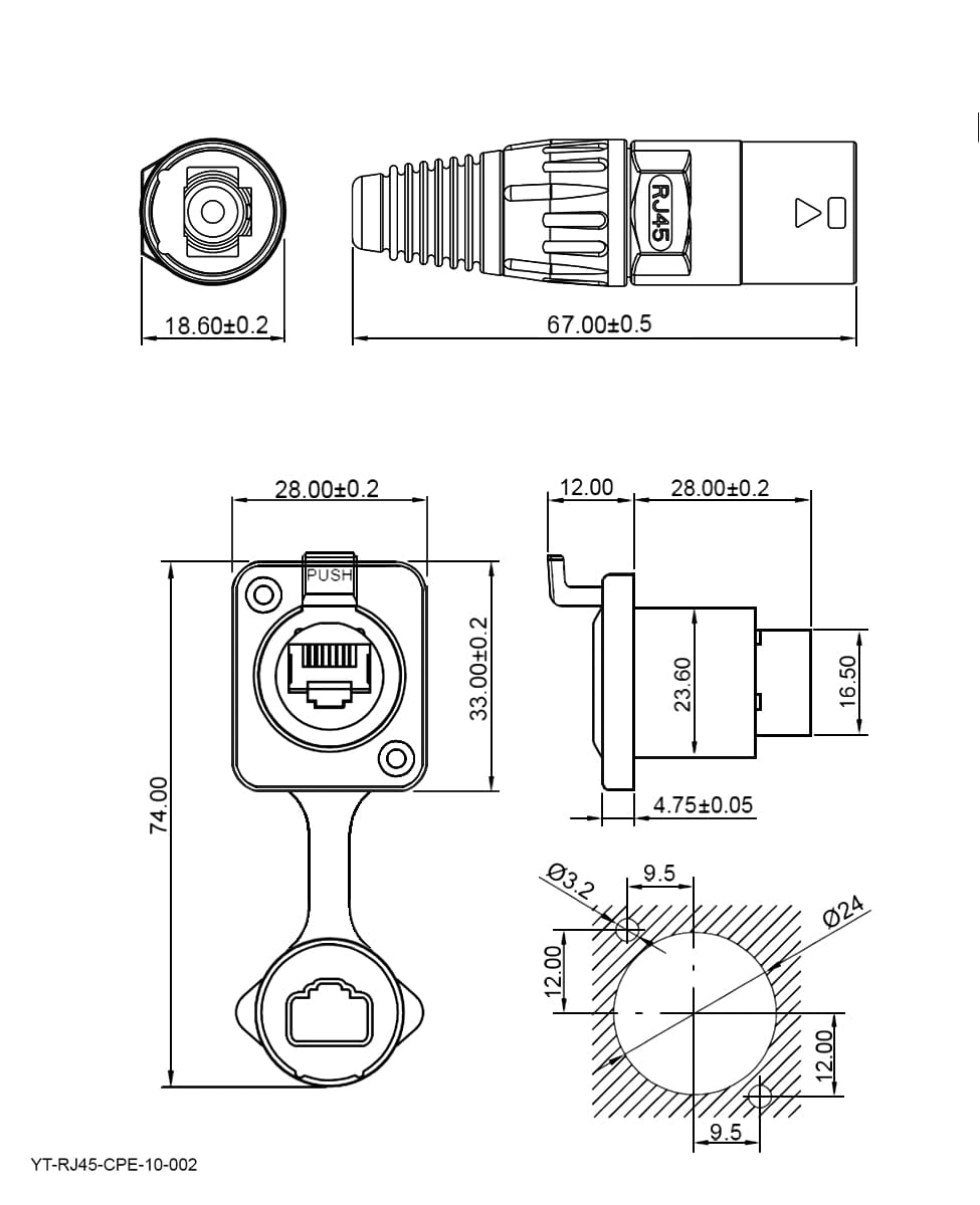 Миниатюра: Схема YT-RJ45-CPE-10-002