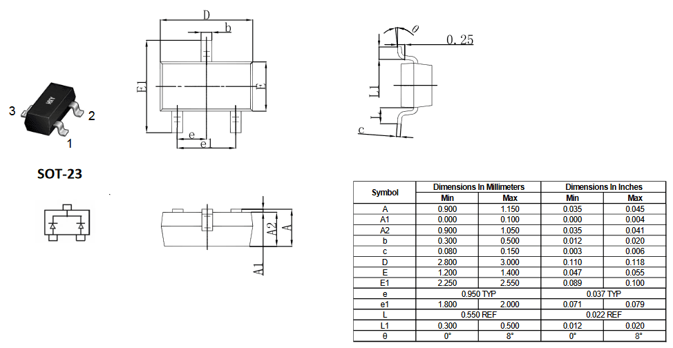 Миниатюра: Схема BAT54C (HXY)