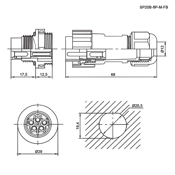 Миниатюра: Схема SP20B-5P-M-FB