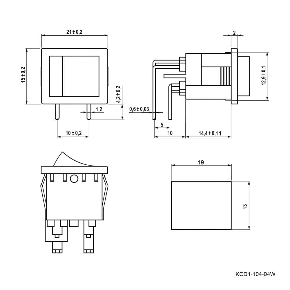 Миниатюра: Схема KCD1-104-04W on-off5A 250VAC