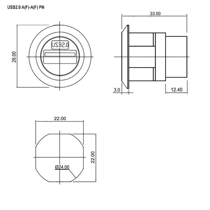 Миниатюра: Схема USB2.0 A(F)-A(F) PN