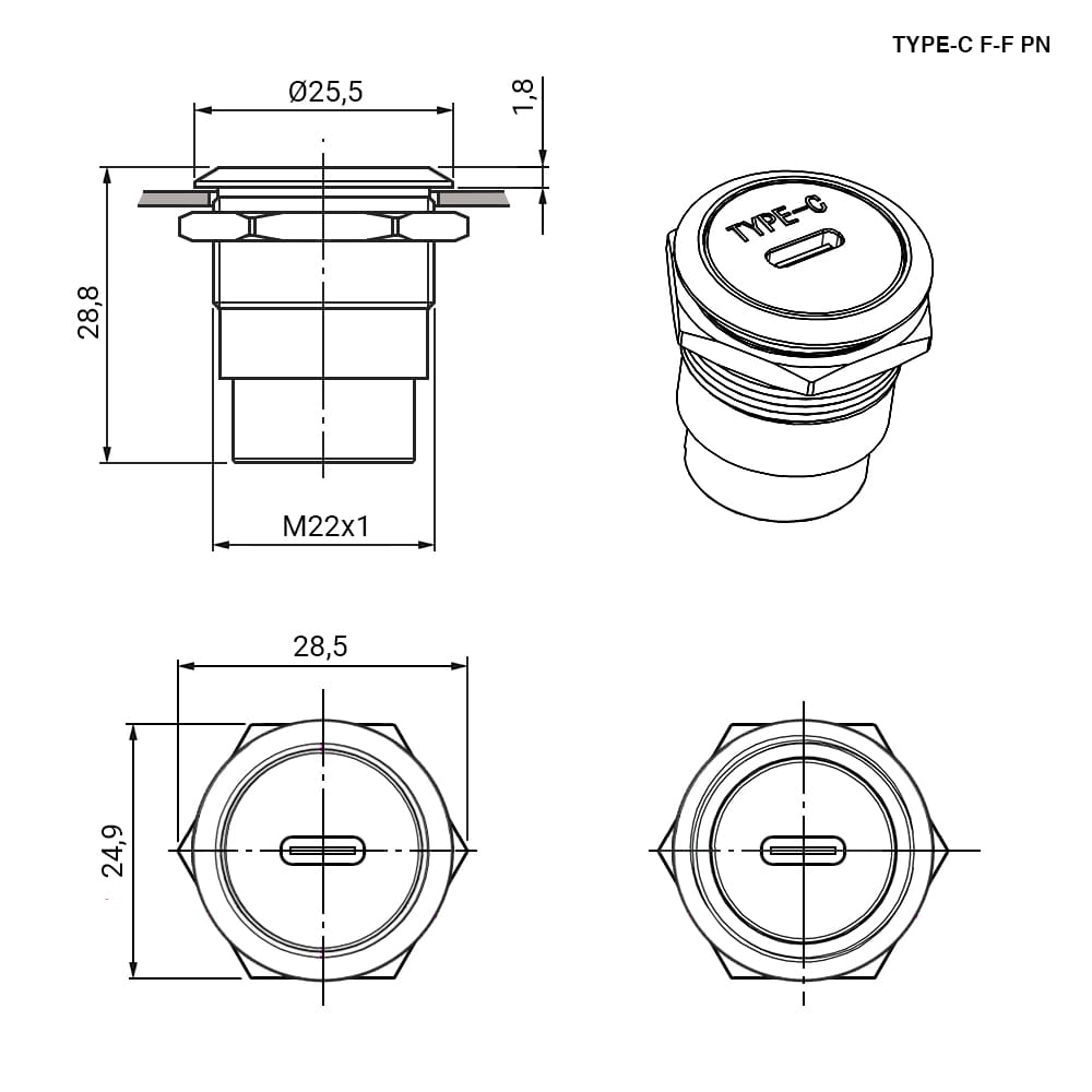 Миниатюра: Схема TYPE-C F-F PN